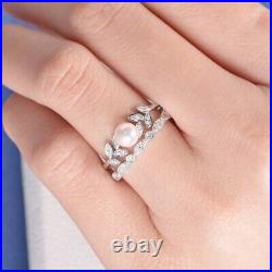 14k Gold Pearl Diamond Bridal Set Art Deco Engagement Engagement Ring For Women