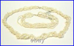 14k Gold Pearl Jewelry Set Necklace Bracelet Twisted Pearl Strand String
