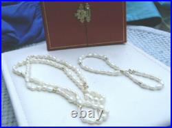 14k Gold Rice Pearl and Gold Bead Necklace and Bracelet Set