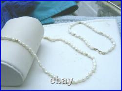 14k Gold Rice Pearl and Gold Bead Necklace and Bracelet Set