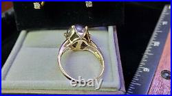 14k Gold Tahitian Black Pearl And Diamonds Ring And Earrings Set