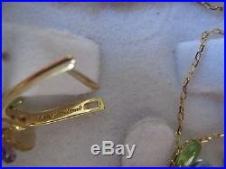 14k Gold Wedding Set Earrings Pendant-Necklace Multi-color Design Not scrap