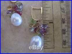 14k Gold Wedding Set Earrings Pendant-Necklace Multi-color Design Not scrap