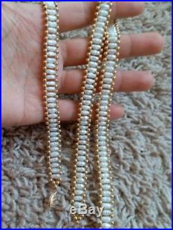 14k Gold beads pearl necklace and bracelet set LOTS OF SOLID GOLD