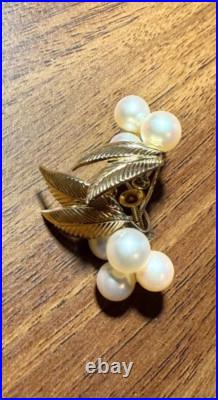 14k Gold leaf and pearl earrings set