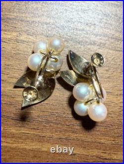 14k Gold leaf and pearl earrings set