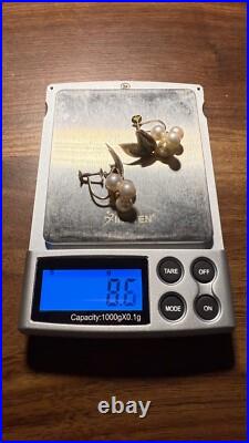 14k Gold leaf and pearl earrings set