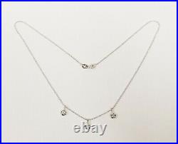 14k Italy White Gold 16 Bead Chain 3 Bezel Set Diamond Necklace 0.30 ctw J, I1