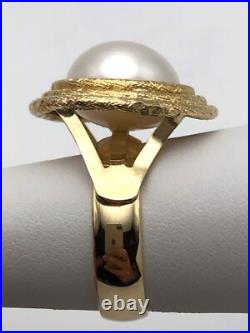 14k Made in Italy Gold Ring set with 12.5mm cultured Pearl Size 7