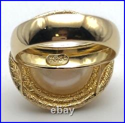 14k Made in Italy Gold Ring set with 12.5mm cultured Pearl Size 7