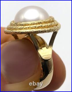 14k Made in Italy Gold Ring set with 12.5mm cultured Pearl Size 7