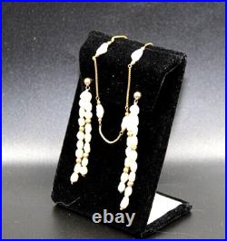 14k Pearl Station Bracelet and 14K Pearl Earrings Set