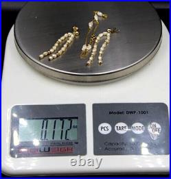 14k Pearl Station Bracelet and 14K Pearl Earrings Set