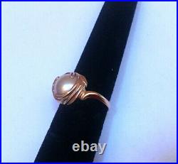 14k Rose Gold Bezel Set 10 mm Gray Mabe Pearl Ring Size 6 Stunning MUST SEE