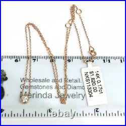 14k Solid Rose Gold Set Necklace Solitaire Pendant Diamond. Was $1820