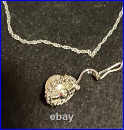 14k Solid White Gold Cultured Pearl Natural Diamond Necklace Earrings Set