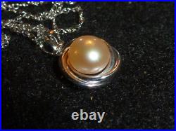 14k Solid White Gold Round Pearl Pendant/ Necklace + 14k Rnd Pearl Post Earrings 14k Solid White Gold Round Pearl Pendant/ Necklace + 14k Rnd Pearl Post Earrings