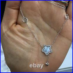 14k Solid White Gold Set Necklace Star Mother Pearl Pendant Diamond. Was $1920