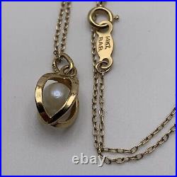 14k Solid Yellow Gold And Pearl Earring And Necklace Set -Signed BAB 3.8 Grams