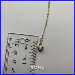 14k Solid Yellow Gold And Pearl Earring And Necklace Set -Signed BAB 3.8 Grams