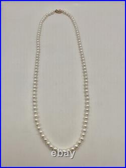 14k Solid Yellow Gold Natural Pearl Strand Necklace Bracelet Stud Earrings Set