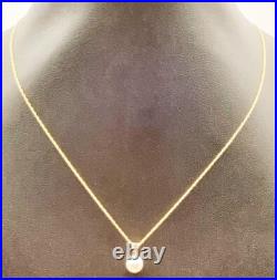 14k Solid Yellow Gold Pearl Earrings & 18 Pendant Necklace Set