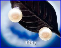 14k Solid Yellow Gold Pearl Earrings & 18 Pendant Necklace Set