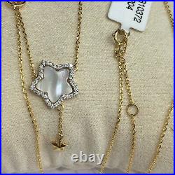 14k Solid Yellow Gold Set Necklace Star Mother Pearl Pendant Diamond. Was $1920