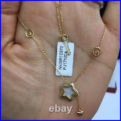 14k Solid Yellow Gold Set Necklace Star Mother Pearl Pendant Diamond. Was $1920
