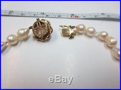 14k VTG Cultured Pearls Necklace with 14K Solid Yellow Gold Mabe Pearl Clasp 30