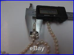 14k VTG Graduated Cultured Pearl Necklace 14K Solid W. Gold Diamond Pearl Clasp