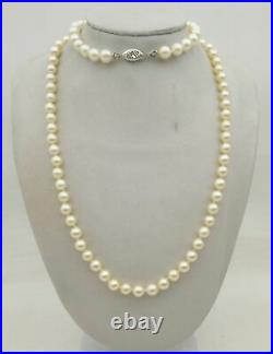 14k White Gold 2PC Set 6-6.5mm Cultured Pearl Beaded Strand Necklace Bracelet