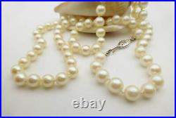 14k White Gold 2PC Set 6-6.5mm Cultured Pearl Beaded Strand Necklace Bracelet