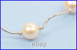 14k White Gold Beautiful Genuine White Pearls Set Necklace, Bracelet, Earrings