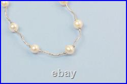 14k White Gold Beautiful Genuine White Pearls Set Necklace, Bracelet, Earrings