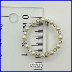 14k White Gold Brooch & Necklace/Pendant Set with Genuine Diamonds and Pearls