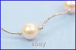 14k White Gold Charming Genuine White Pearls Set Necklace, Bracelet, Earrings
