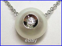 14k White Gold Link Necklace Diamond Pendant 18 x 1 mm 2.04 gm