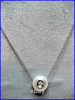 14k White Gold Link Necklace Diamond Pendant 18 x 1 mm 2.04 gm