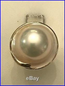 14k Yellow Gold 20mm Mabe Blister Pearl Bezel Set Ring Size 5 4.8 Grams