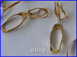 14k Yellow Gold 39'' Large Link Chain & Clip On Earring Set
