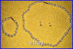 14k Yellow Gold 5-6mm FW Cultured Pearl 5in Bracelet 14in Necklace & Earring Set