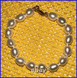 14k Yellow Gold 5-6mm FW Cultured Pearl 5in Bracelet 14in Necklace & Earring Set