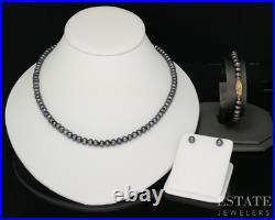 14k Yellow Gold 5mm Cultured Black Pearl Ladies Jewelry Set i19972b