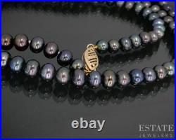 14k Yellow Gold 5mm Cultured Black Pearl Ladies Jewelry Set i19972b