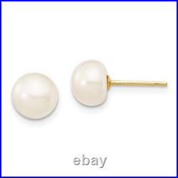 14k Yellow Gold 6-7mm Fresh Water Pearl Bracelet, Necklace and Earring Set