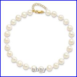 14k Yellow Gold 6-7mm Fresh Water Pearl Bracelet, Necklace and Earring Set
