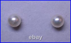 14k Yellow Gold 6.8 MM Pearl 18 Necklace & 6.4 MM Pearl Pierced Post Earrings