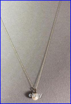 14k Yellow Gold 9mm Cultured Pearl Pendant Necklace Set Beautiful 1.29G 18
