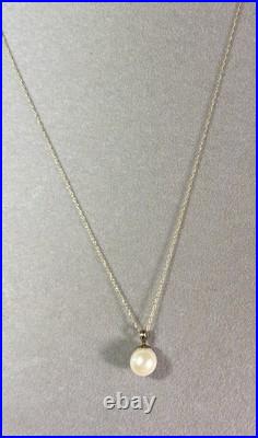14k Yellow Gold 9mm Cultured Pearl Pendant Necklace Set Beautiful 1.29G 18